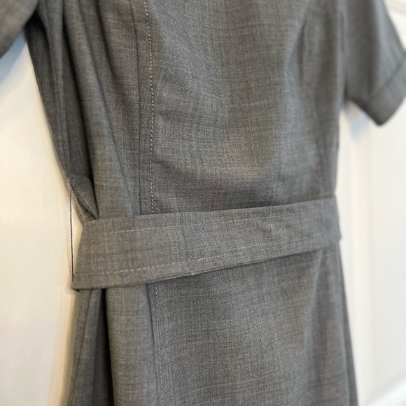 Lands’ End Wool Blend Short Sleeve Self-tie Belted Waist Sheath Dress 6P Gray - Picture 5 of 16